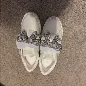Kurt Geiger White Sneakers with Glitter Bow